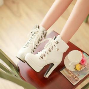 High Heel Lace Up White Martens Ank..