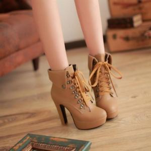 Brown High Heel Lace Up Martens Ank..