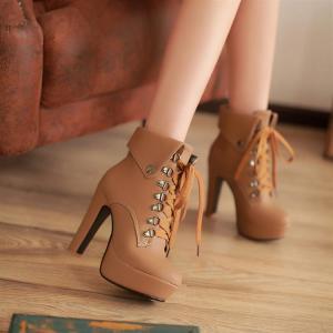 Brown High Heel Lace Up Martens Ank..