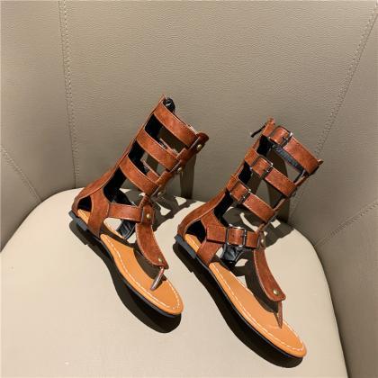 Stylish Black And Brown Summer Gladiator Sandals