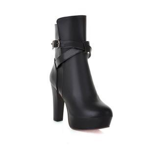 black round toe high heels