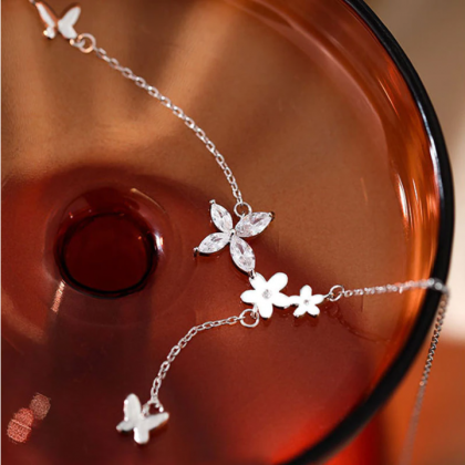 Flower Butterfly Tassel Necklace