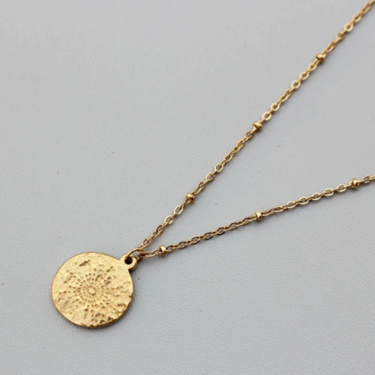 Carved Gold Coin Pendant