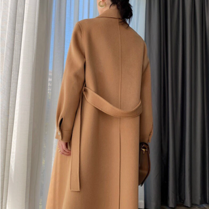 Khaki Long Cashmere Coat