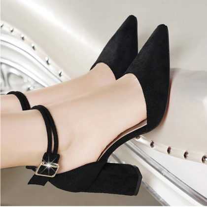 Buckle Strap Square High Heel