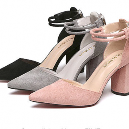 Buckle Strap Square High Heel