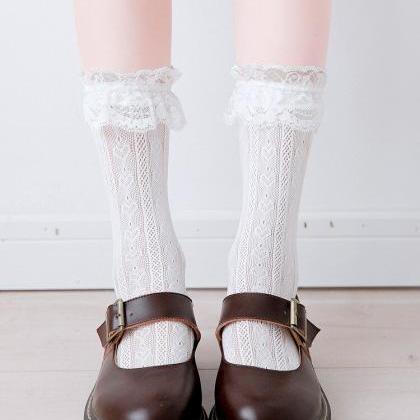 Black White Lolita Socks 