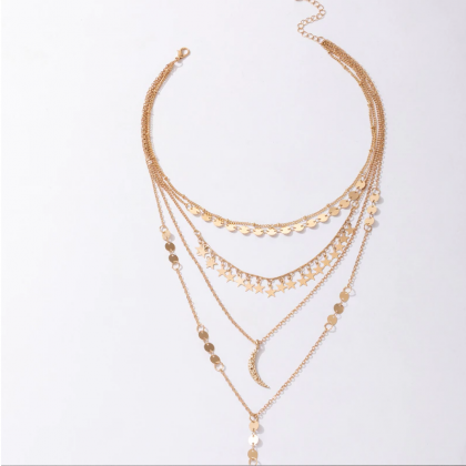 Gold Multilayer Alloy Necklace