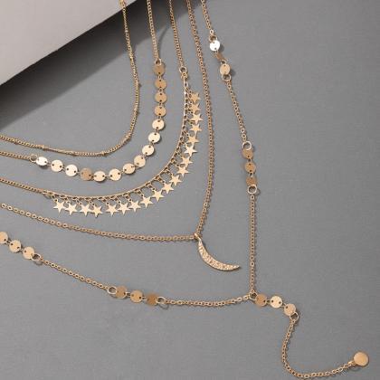 Gold Multilayer Alloy Necklace
