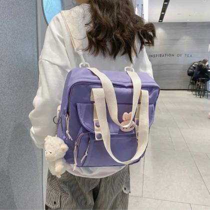 Fashion Women Backpack Solid Color Large Capacity..