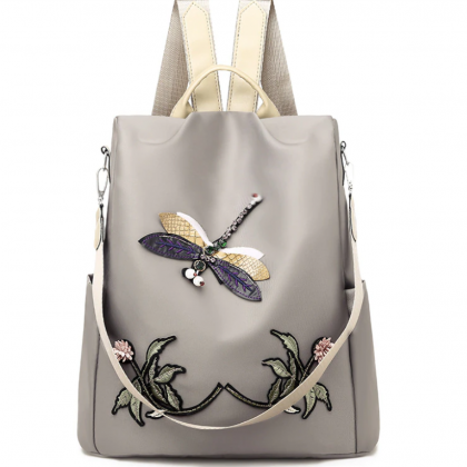 Fashion Embroidery Dragonfly Women Backpack High..