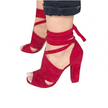 Summer Shoes Chunky High Heel Women Ankle Strap