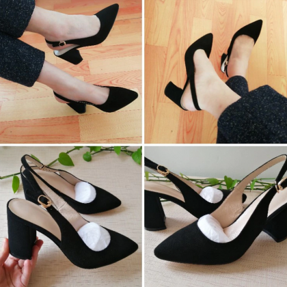 Women Shoes Kid Suede High Heels Pointed Toe..