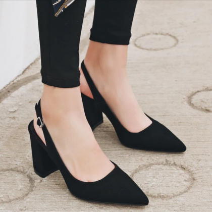 Women Shoes Kid Suede High Heels Pointed Toe..