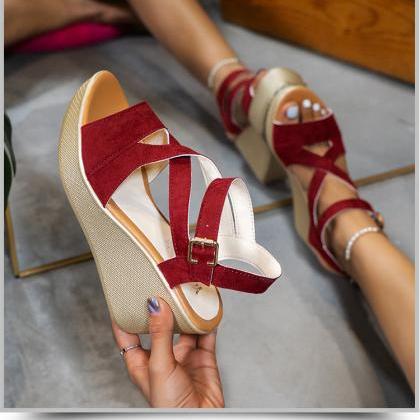 Lace Leisure Women Wedges Heeled Women Shoes..