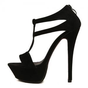 Sexy Black T Strap High Heel Fashion Sandals