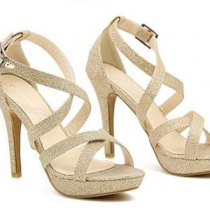 Charming Strappy Golden Fashion Sandals