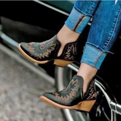Boho Chic Pointed Toe Ankle Boots
