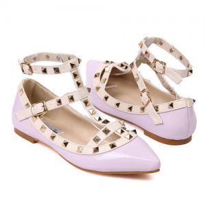 Pastel Colored T-Strap Pointed Toe ..