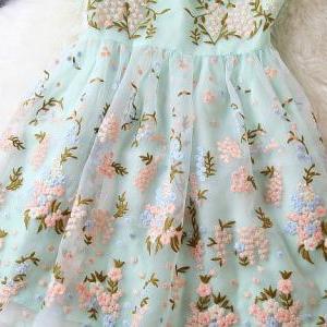 Adorable Short Sleeve Embroidered Floral Dress