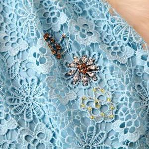Gorgeous Light Blue Floral Lace Dress on Luulla