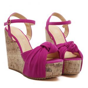 Chic Twisted Bow Design Fashion Wedge Sandals In..