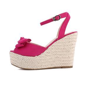 Stylish Ankle Strap Bow Design Wedge Sandals In 3..