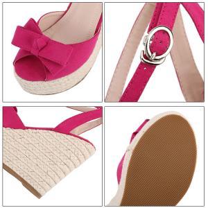 Stylish Ankle Strap Bow Design Wedge Sandals In 3..