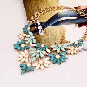 Gorgeous Blue And White Floral Statement Necklace