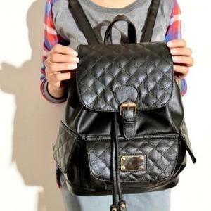 Black Plaid Design Backpack