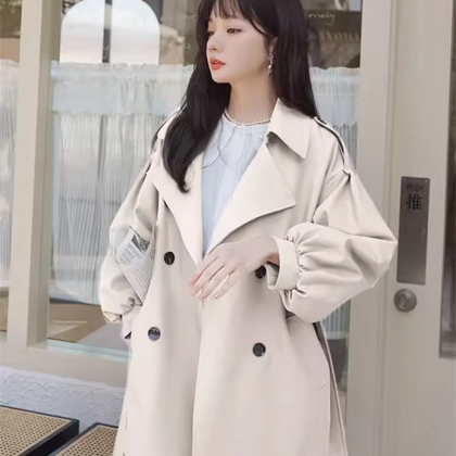 Women's Classic British Style Double Breasted Trousers Coats main image 0