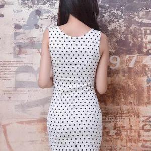 Sexy Polka Dots Design White Wrap Dress