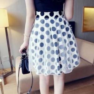 Vintage Style Polka Dots Design Organza Skirt
