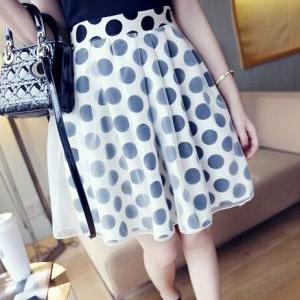 Vintage Style Polka Dots Design Organza Skirt
