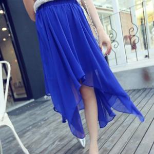 Gorgeous Chiffon Royal Blue Irregular Hem Skirt