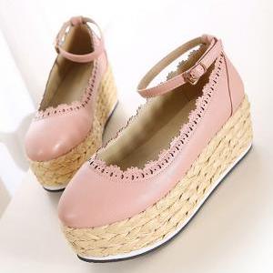Sweet Style Pink Platform Wedge Shoes