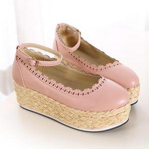Sweet Style Pink Platform Wedge Shoes