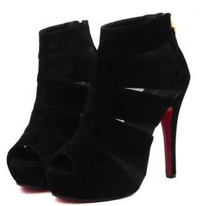 Bandage Design Sexy Black Peep Toe Pumps on Luulla