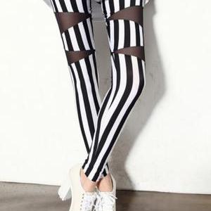 Black And White Stripes Leggings