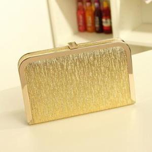 Chic Metallic Gold Clutch With Gold Chain
