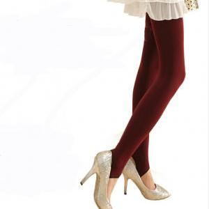 Warm Winter Cotton Leggings In Red And Green
