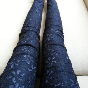 Elegant Floral Lace Detail Leggings on Luulla