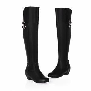 Over The Knee Black Buckle Design Winter Boots