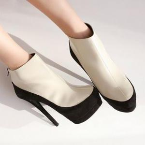 Gorgeous Black And White High Heels Fashion Boots