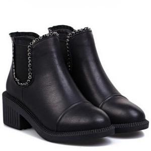 Rivet Design Black Warm Winter Boots