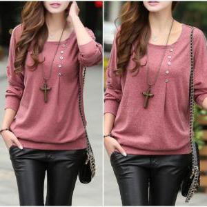 Casual Round Neck Long Sleeve T Shirt