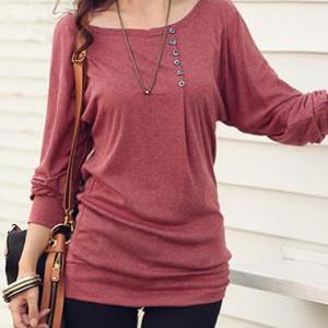 Casual Round Neck Long Sleeve T Shirt