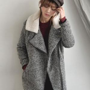 Retro Style Warm Grey Winter Coat