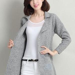 Classy Knitted Grey Winter Coat