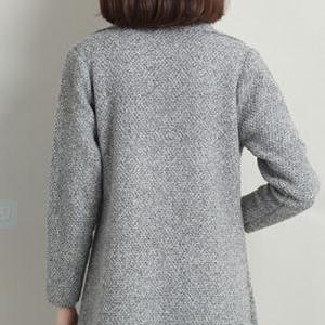 Classy Knitted Grey Winter Coat